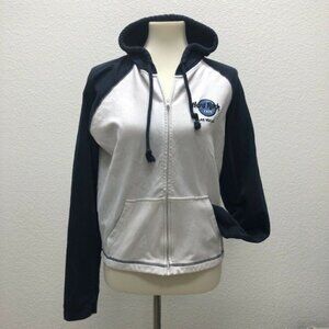 Womens Hard Rock Cafe Jacket Size Large Las Vegas Embroidered White Navy